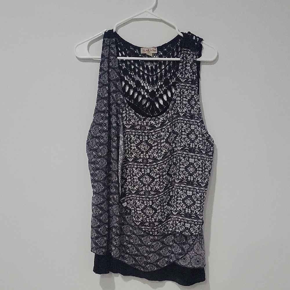 Live and Let Live Black and White Geometric Tank Top